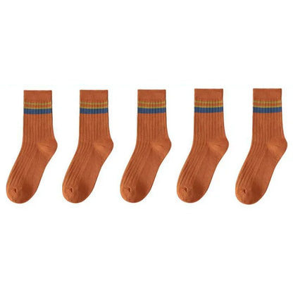 Autumn Striped Mid-Tube Socks