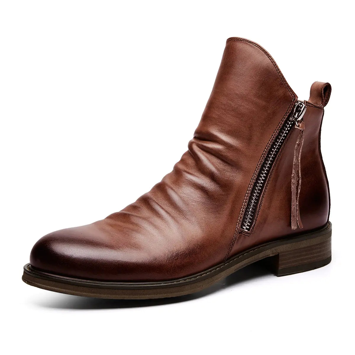 Botas de cuero antideslizantes de tobillo retro para hombre