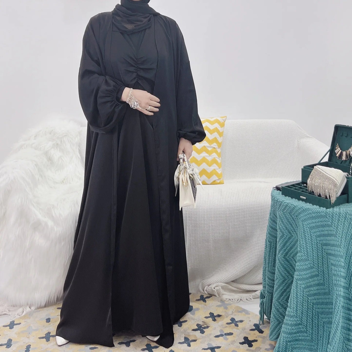 3 Pc Open Abaya Set