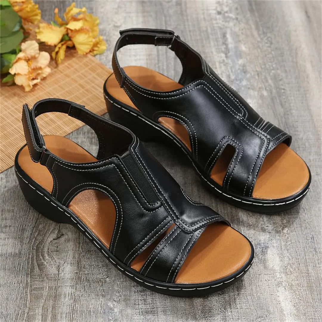 Orthopedic Leather Wedge Sandals