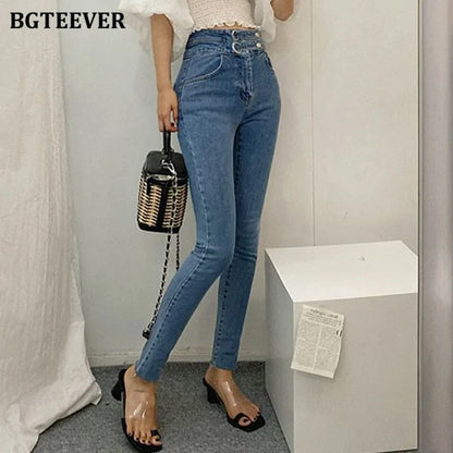 Vintage High Waist Stretched Pencil Jeans