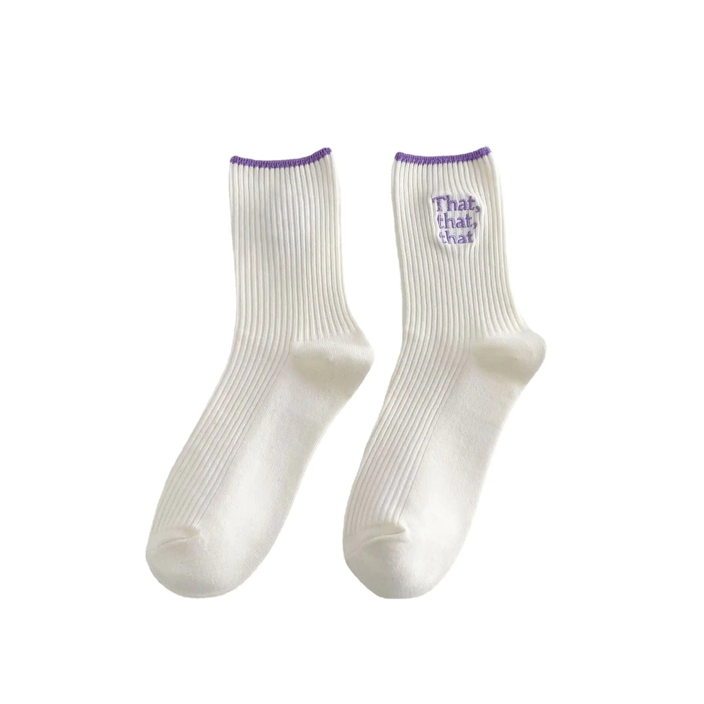 White Embroidered Socks