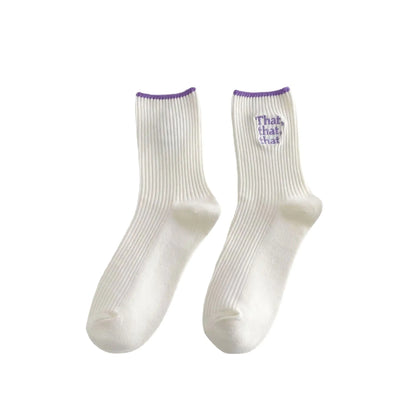 White Embroidered Socks