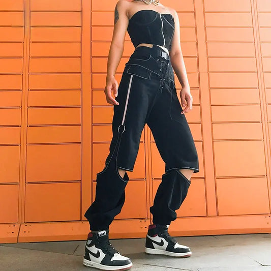 Streetwear Fashion Black Cargo Pants