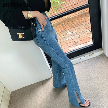 Double Button Flare Jeans