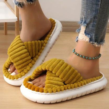 Crisscross Platform Slippers