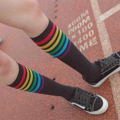 Rainbow Knee Cotton Socks