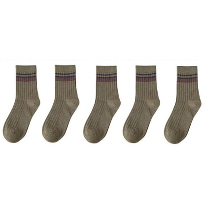 Autumn Striped Mid-Tube Socks