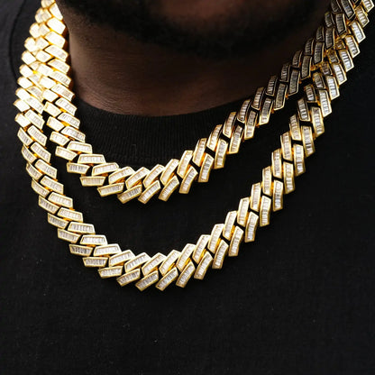 18K Baguette Cuban Necklace