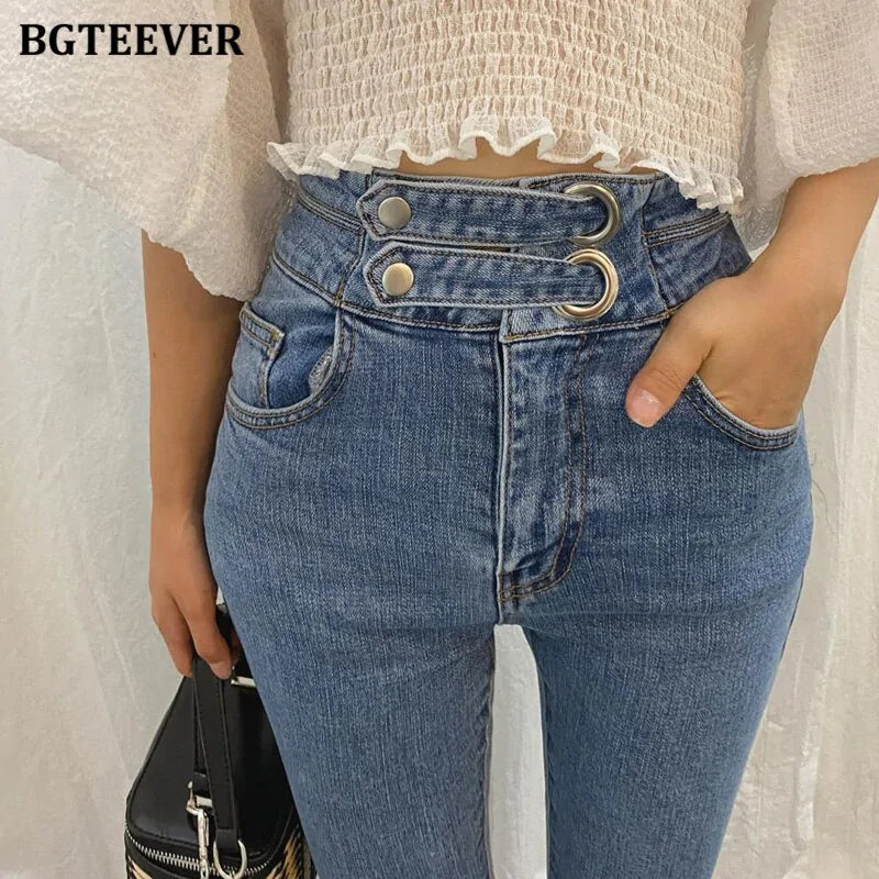 Vintage High Waist Stretched Pencil Jeans