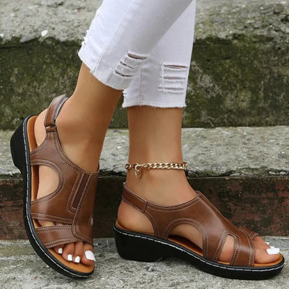 Orthopedic Leather Wedge Sandals