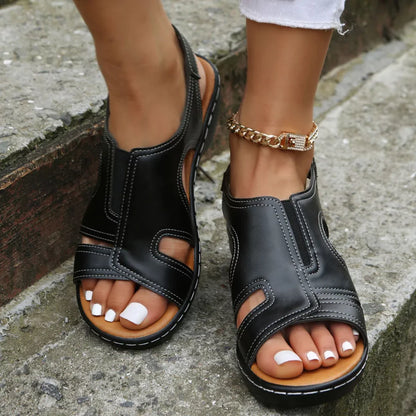 Orthopedic Leather Wedge Sandals