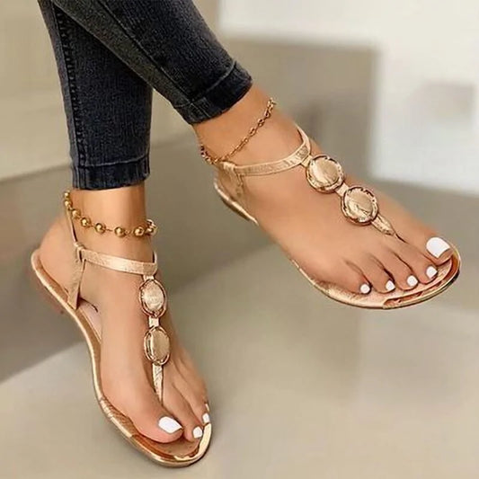 Gladiator Women's Buckle Flats Sandals