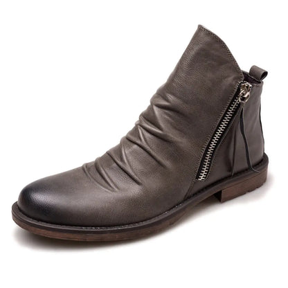 Botas de cuero antideslizantes de tobillo retro para hombre