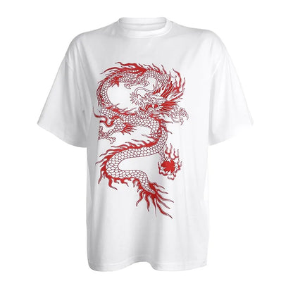 Dragon Print T-shirt Women's Tops