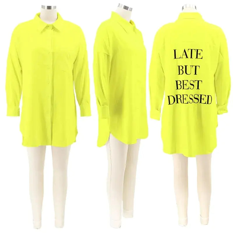 Fall Blouses Letter Single-breasted Long-sleeve