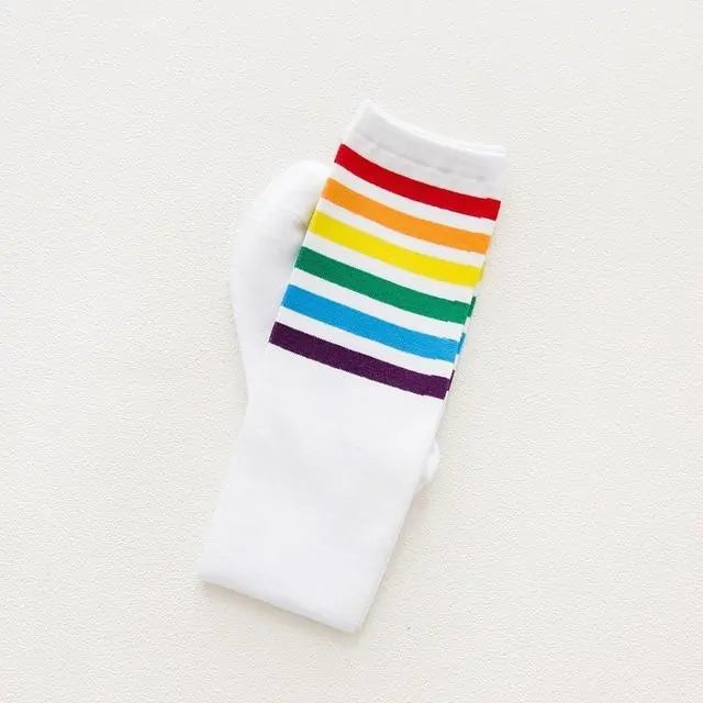 Rainbow Knee Cotton Socks