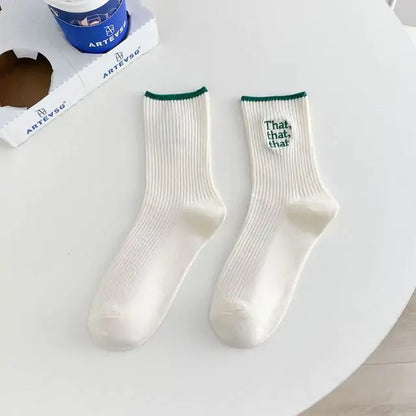 White Embroidered Socks