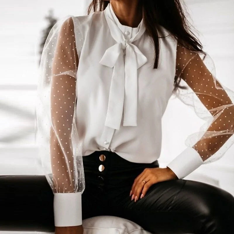 Elegant Bowknot Button Blouse