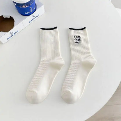 White Embroidered Socks