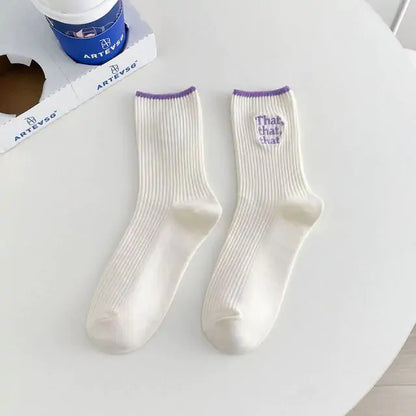 White Embroidered Socks