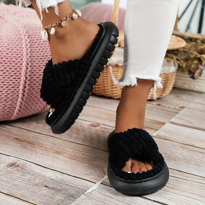 Crisscross Platform Slippers